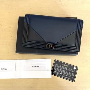 Chanel Lambskin Boy Flap Long Wallet So Black